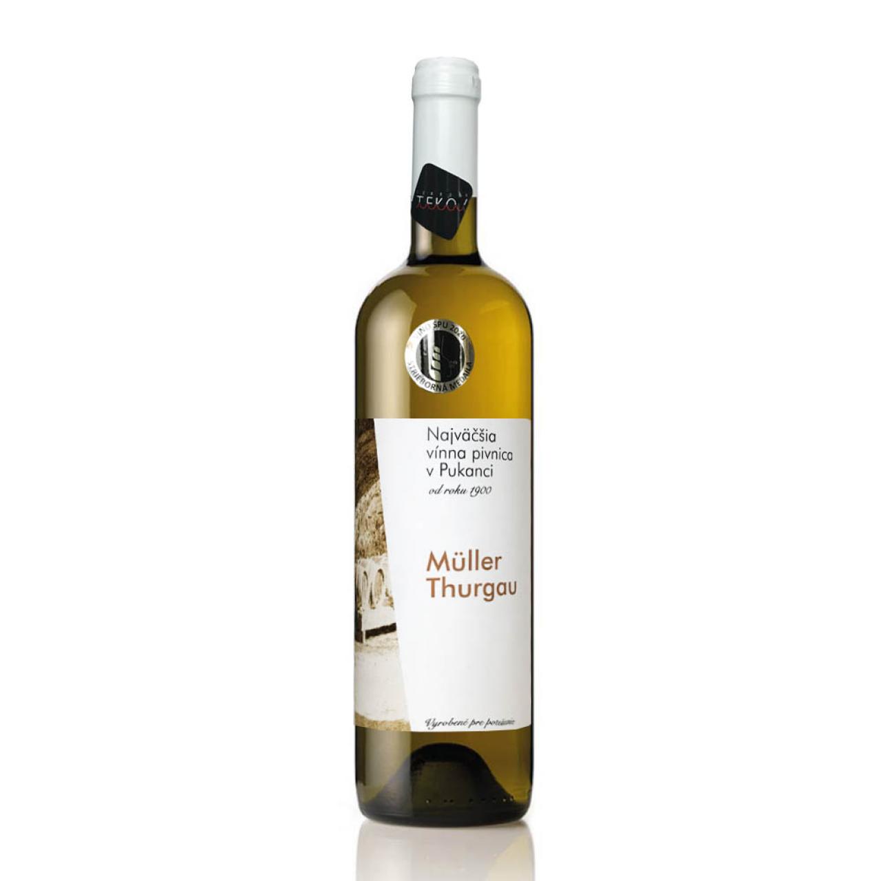 Muller thurgau	2022	odrodové, suché	Najväšia vínna pivnica v Pukanci